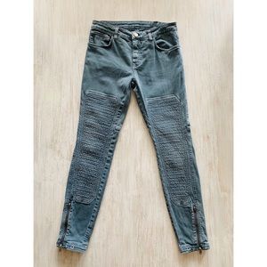 CLOSED | Blue Skinny Ribbed Zipper Ankle